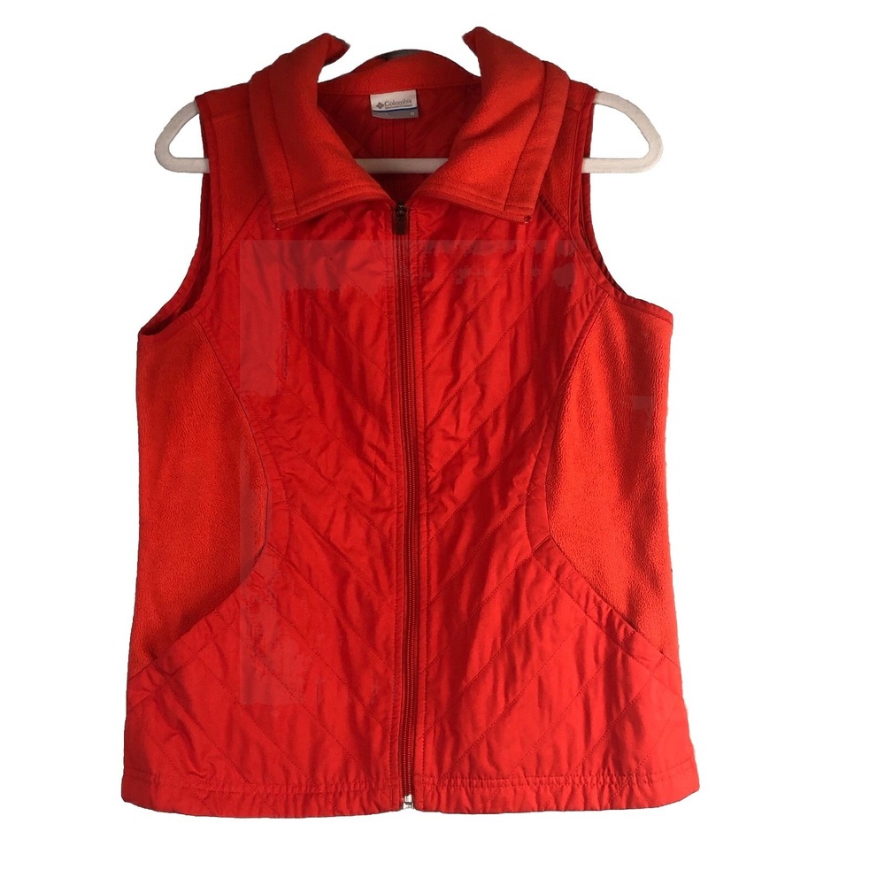 Columbia Womens Medium Vest Perfect Mix Quilted Fleece Full Zip Pockets Outdoor‎